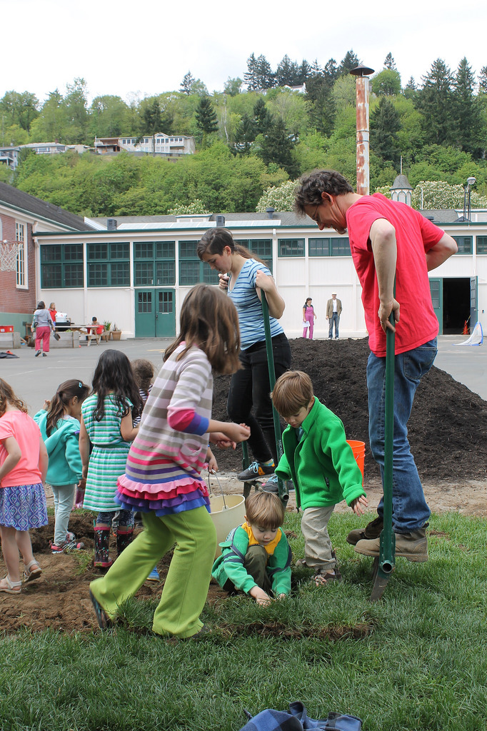 Sunstone students helping improve school grounds. 