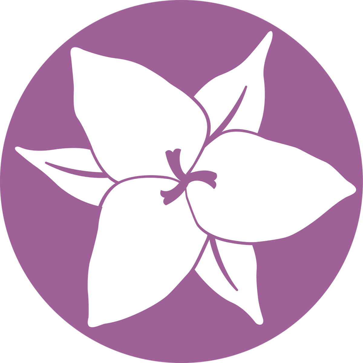 outline of a trillium on a purple background