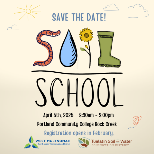 Soil School save the date 4/5/25 at 8:30 am