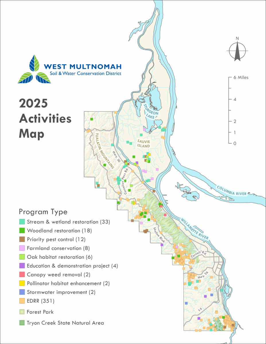 Map of our District shows points where sites were worked on