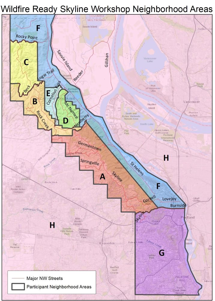 Map of NW Portland and surrounding areas with numbered and colored zones.