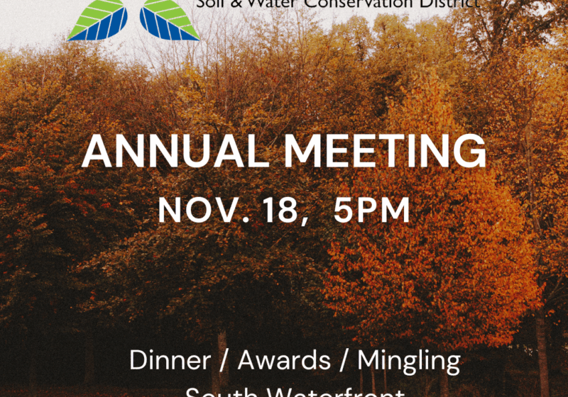 graphic that has fall trees in the background and says Annual Meeting, November 18, 5pm.