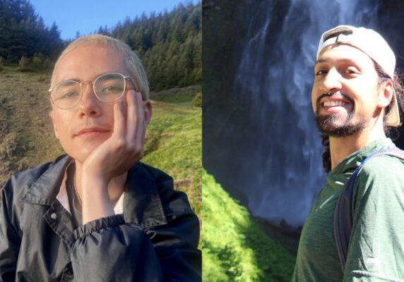 collage of two photos of people in natural settings