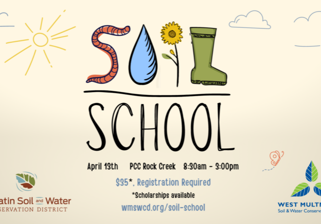 Banner that says Soil School with event details (all in post as well)